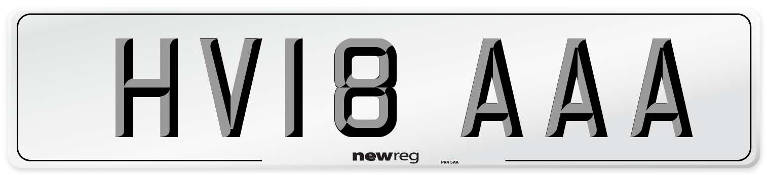 HV18 AAA Number Plate from New Reg